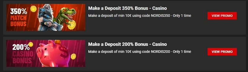Uvítací bonus v Nordis Casino