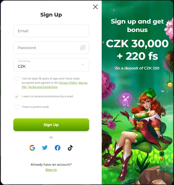 Registrace a přihlášení do Verde Casino