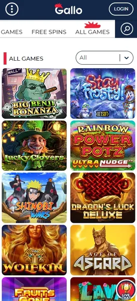 Gallo Casino - Mobilní verze