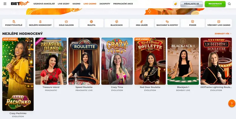 Díky živým kasinovým - BetRiot