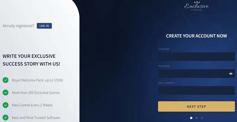 Create Your Account Here Exclusive Casino