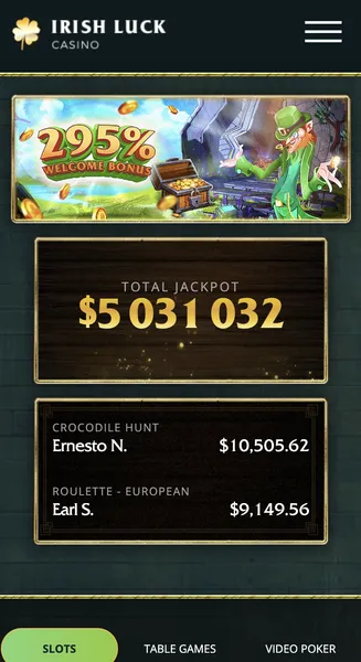 Irish Luck Casino - Mobile