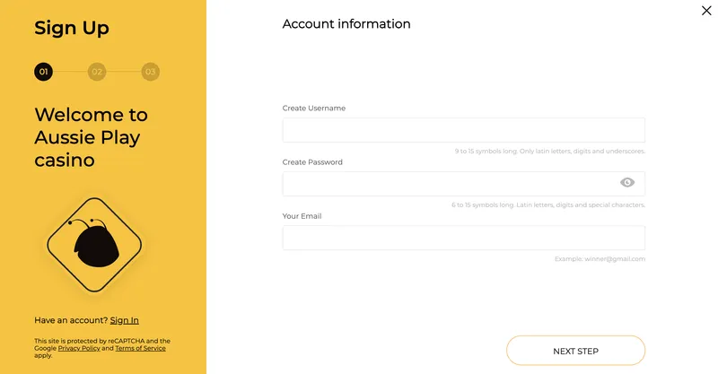 Aussie Play Casino - registrace