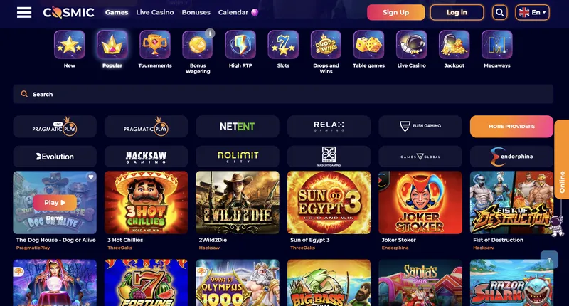 CosmicSlot Casino - Hry