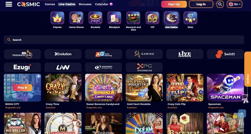 CosmicSlot Casino - Live