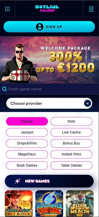 Mobilní verze Hotline Casino