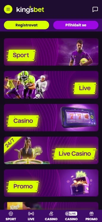 Mobilní verze Kingsbet Casino